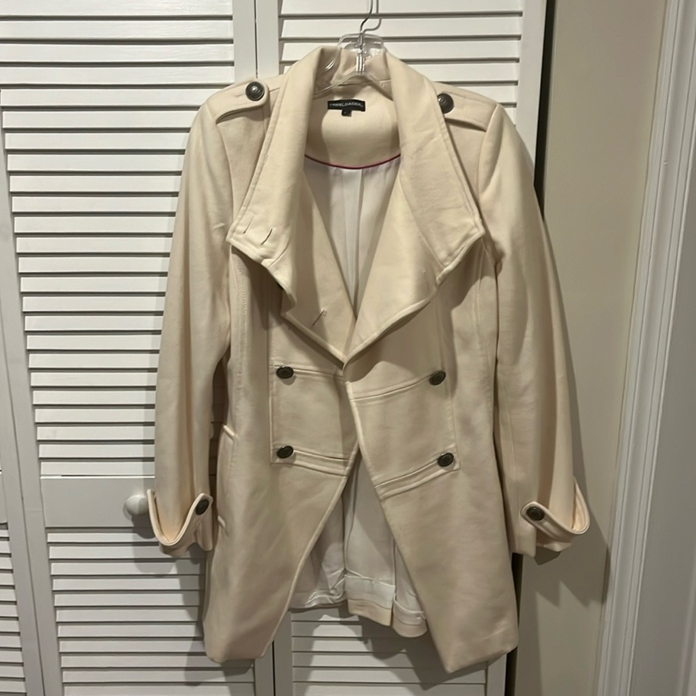 Freeloader off-white military style jacket. Wool-like shell. Size L.